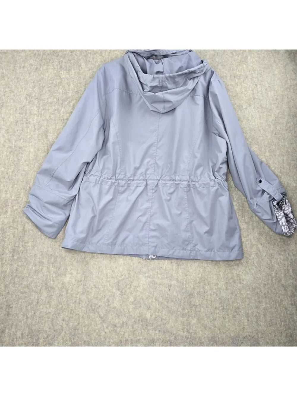 JM Collection Women’s Light Gray Safari Jacket XL Polyester Animal Print Lining